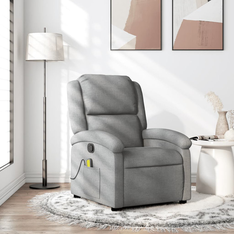  Fauteuil de massage inclinable gris clair 100% polyester, métal, contreplaqué, Gris clair