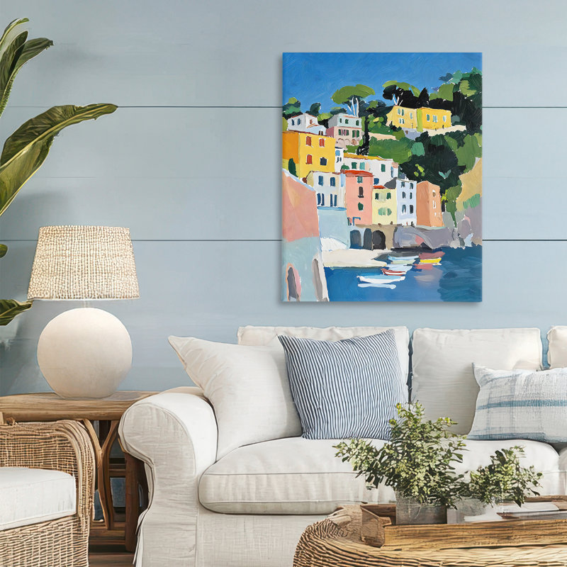 «Coastal Italian City Buildings Canvas», conception par Riley B, H 30 po x l 24 po