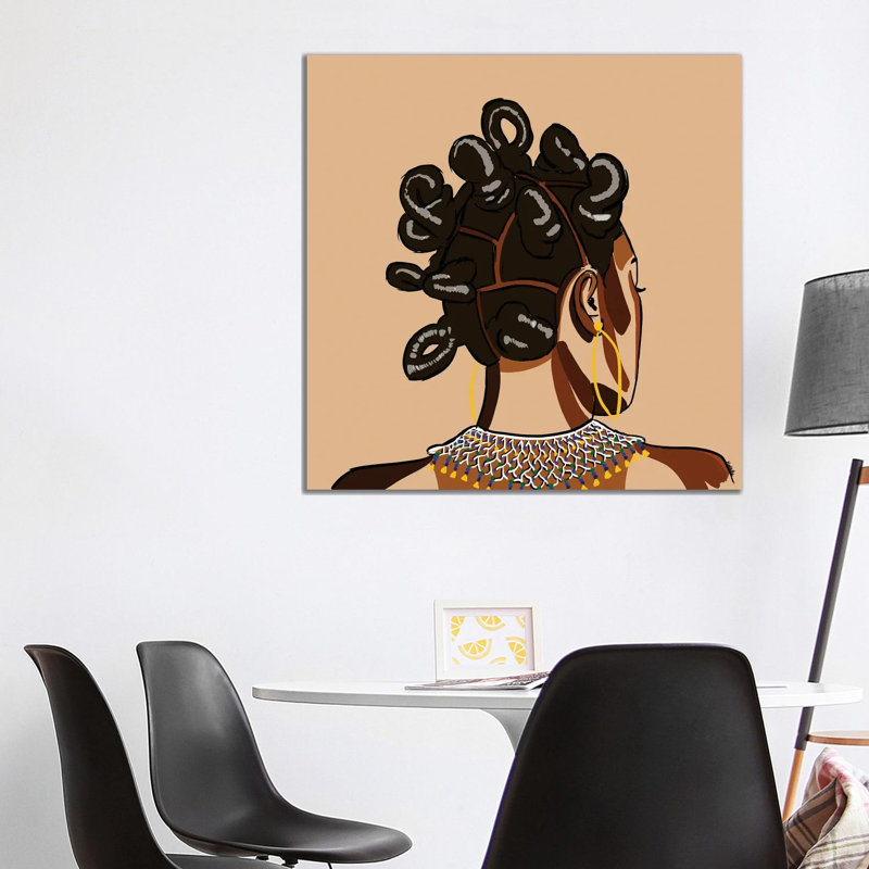 Black Hair Story - Bantu Knots by NoelleRx - Print on Canvas, Wrapped Canvas, 45.72 cm H x 45.72 cm W x 3.175 cm D