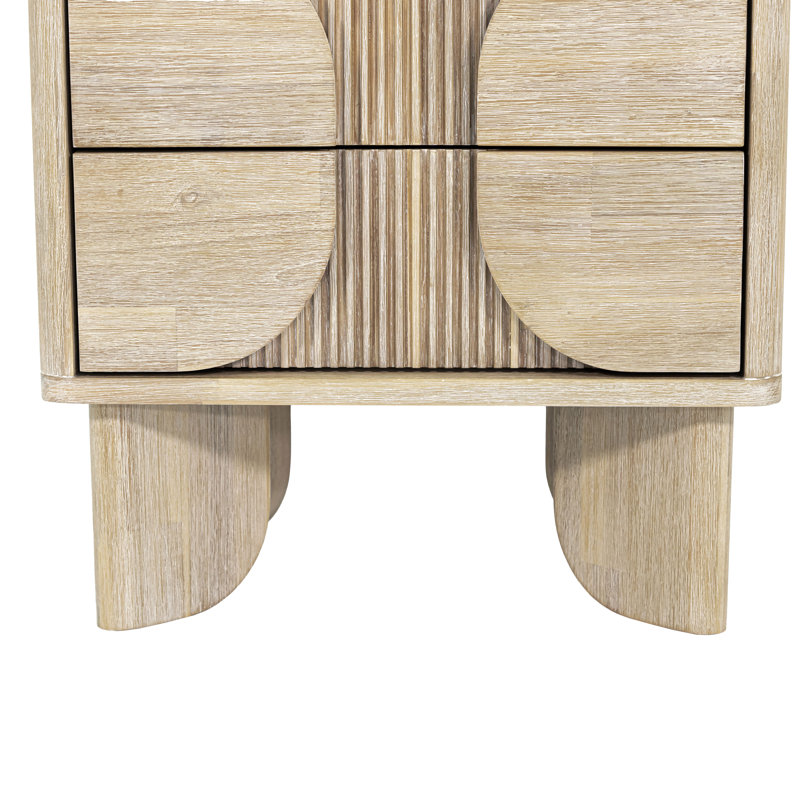 Hina 2-Drawer Acacia Nightstand
