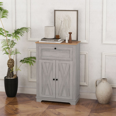 Farmhouse Barn Door Accent Cabinet, Kitchen Sideboard Storage Cabinet with Double Doors,wood