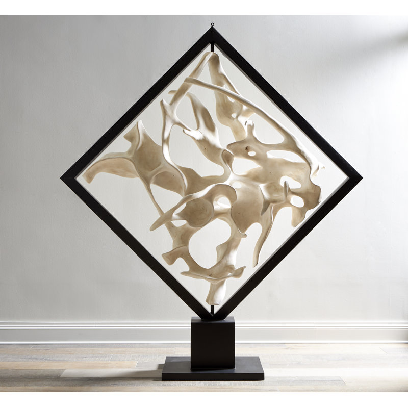 Cast Revolving Diamond Sculpture, Faux Bleached