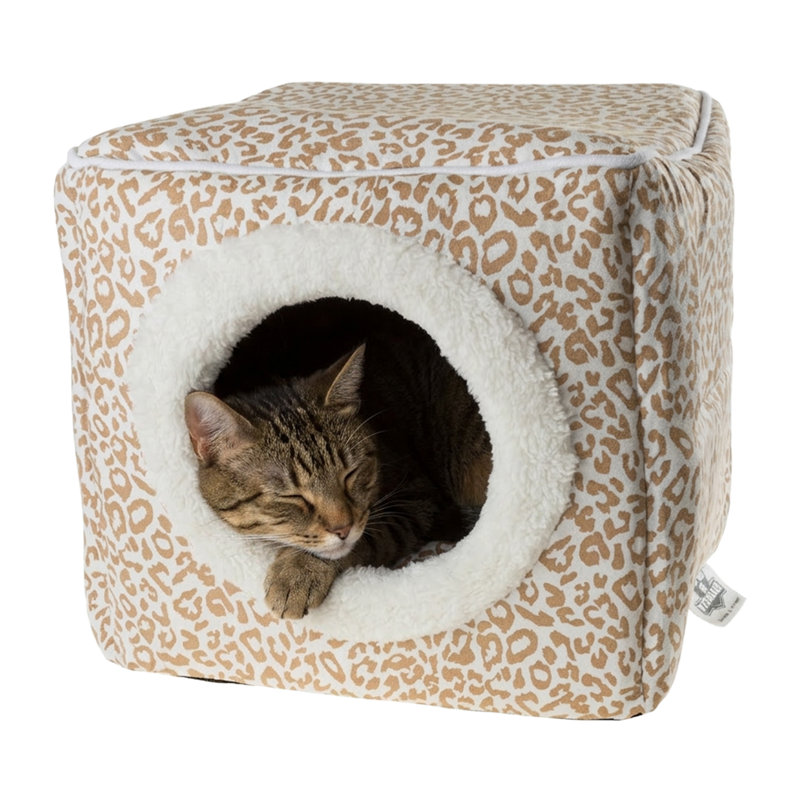 Maison pour chat PETMAKER - Lit d'intérieur avec coussin en mousse amovible - Grotte pour chat pour chiots, lapins, cochons d'Inde, hérissons et autres petits animaux
