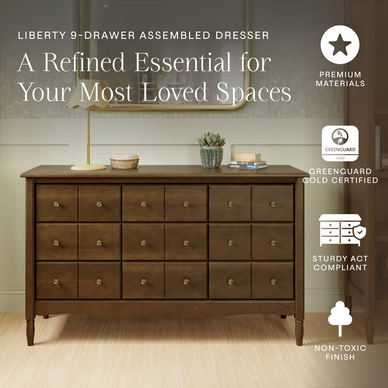 Liberty 9-Drawer Assembled Dresser, Natural Walnut