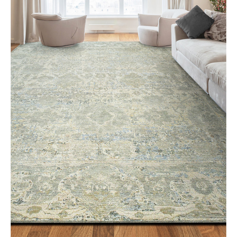 Tapis rectangulaire en laine noué à la main, Rectangle 12 pi x 15 pi