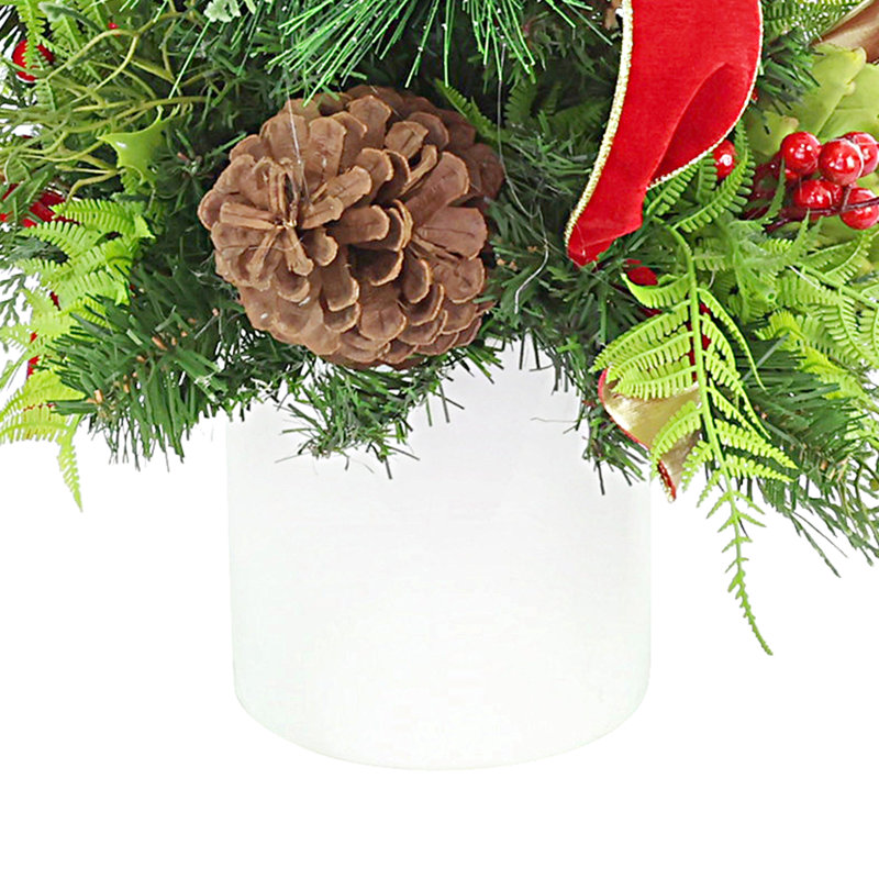 Holiday Tree with Artichokes, Berries and Bows in Pot