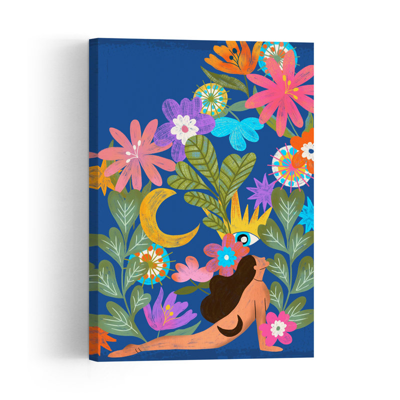 Affiche murale représentant une plante de la nature, colorée, mystique et vibrante, inspirée du yoga et de la déesse