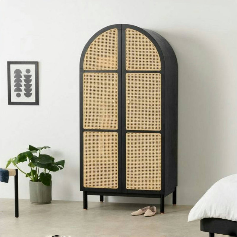 Armoire moderne et simple en rotin, Noir