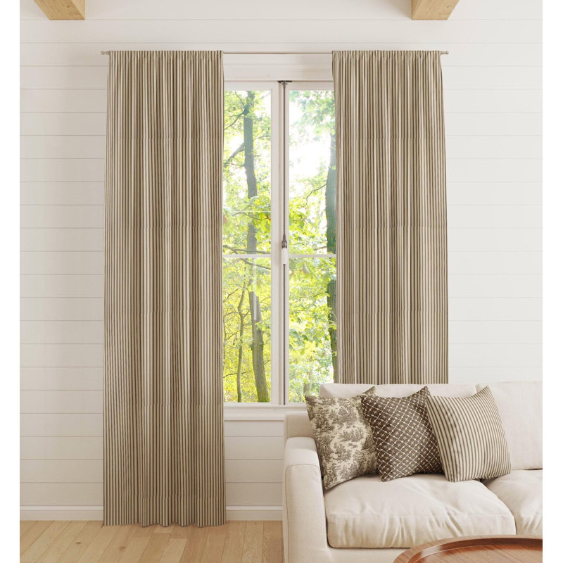 Chestnut Brown Stripe Curtains, 50" W x 96" L