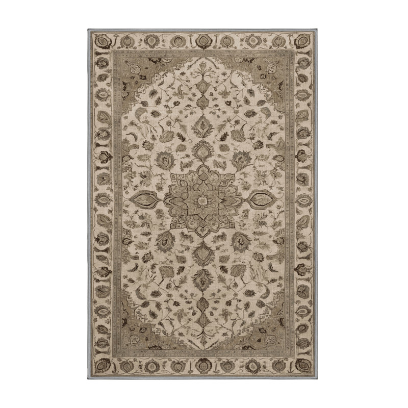Tapis gris Tabriz lavable à la machine, Rectangulaire 3 pi x 5 pi