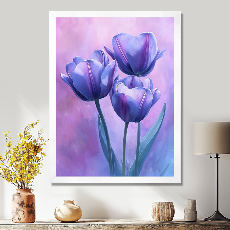 Flaton - salon d'art mural floral, H 32 po x l 16 po, Picture Framed, Blanc