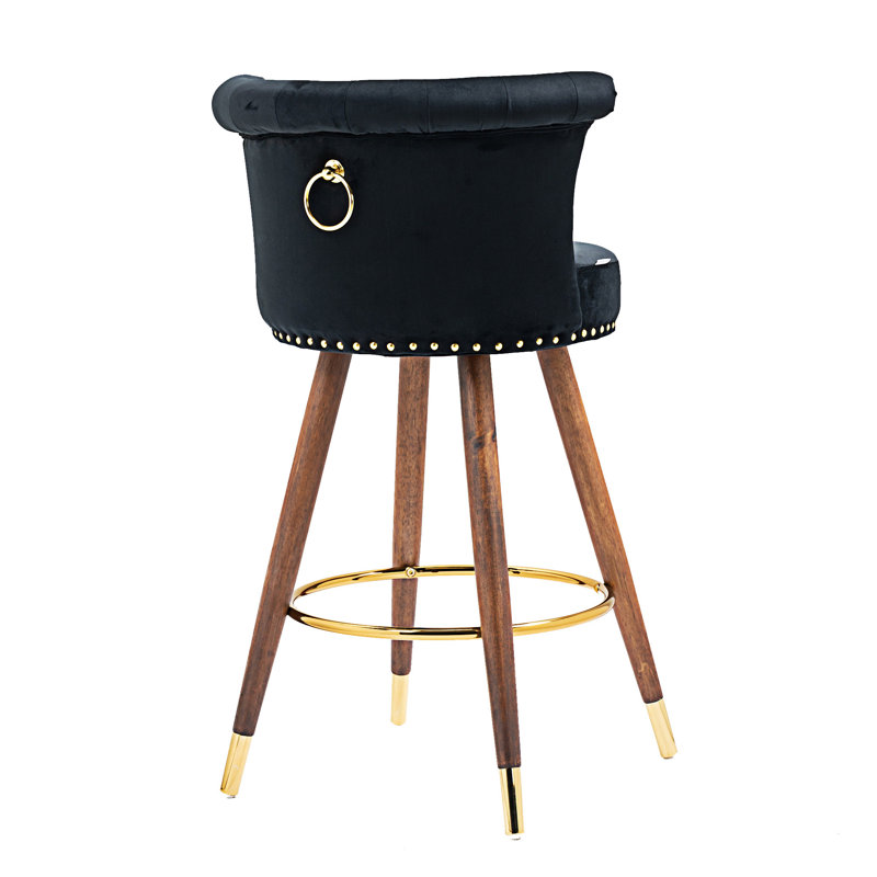 COOLMORE Swivel Bar Stools With Backrest Footrest, Black