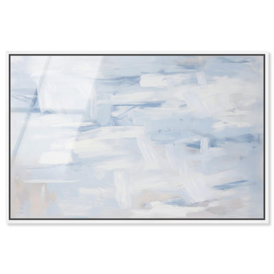 Frozen in Time II Framed High-Gloss Acrylic Glass Wall Art Neutral Abstracts by Art Remedy, White Frame, 54 x 36