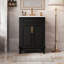 Meuble-lavabo de salle de bain avec lavabo supérieur, 2 portes à fermeture douce et tablette réglable-506785729
