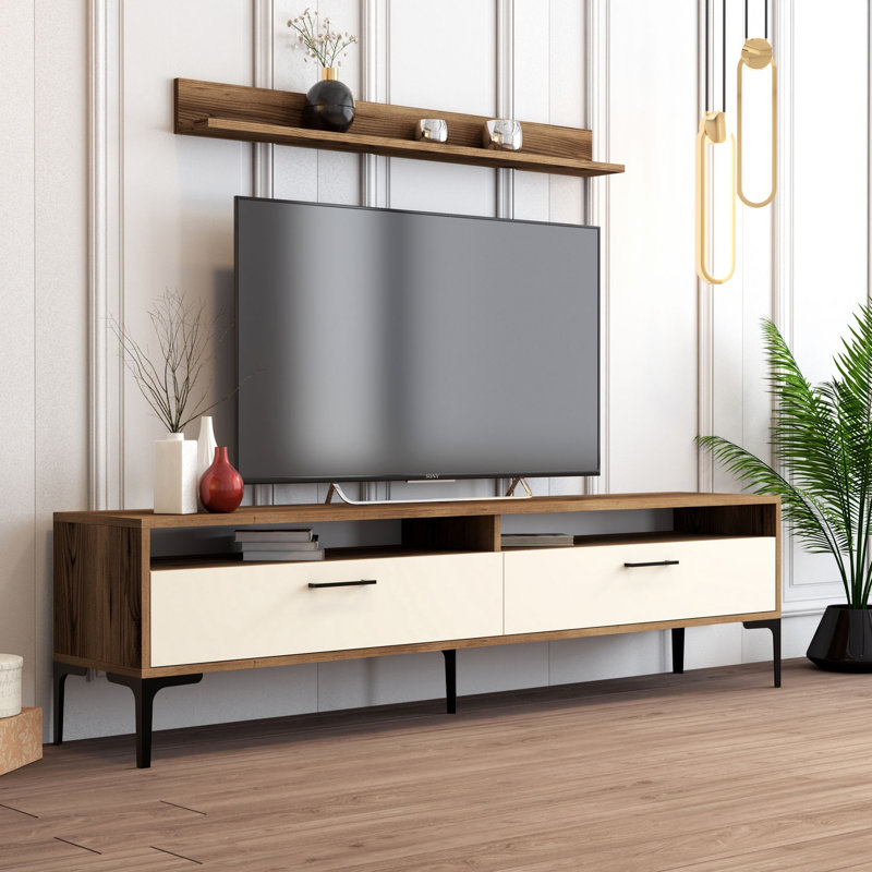 Meuble audio-vidéo Deise pour téléviseur de 48 po ou moins, Naturel / crème