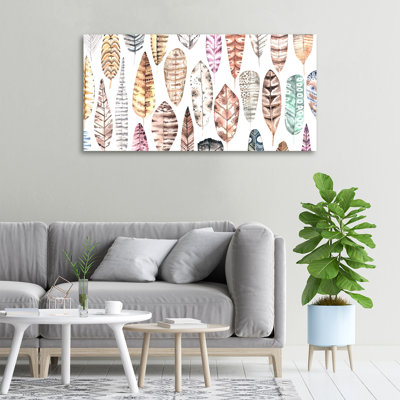 Colourful Feathers - Wrapped Canvas Print