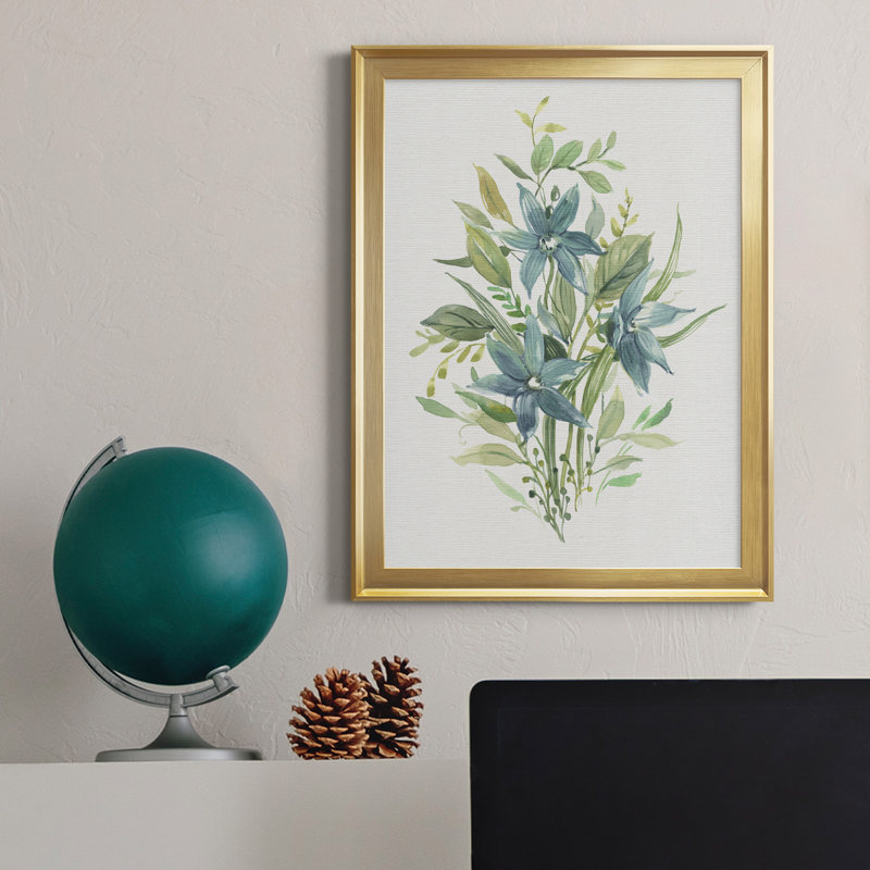 «Greenery I» - Peinture sur toile encadrée, H 18,5 po x l 24,5 po x P 1,5 po, Or