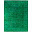 Overdyed Hand-Knotted Wool Modern-Contemporary Green Area Rug 9' 3" x 12' 2"