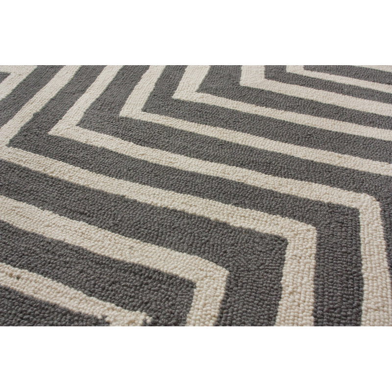 Tapis gris anthracite / ivoire Wolfenbarger, Rond 6 pi
