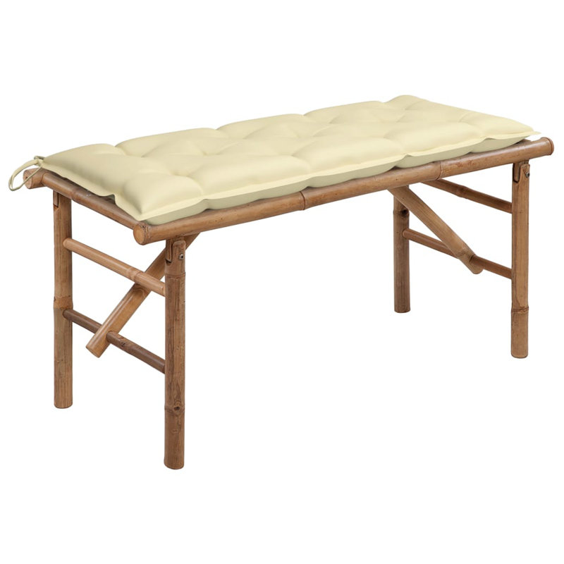 Banc de jardin en rotin / bambou Wingert, Crème
