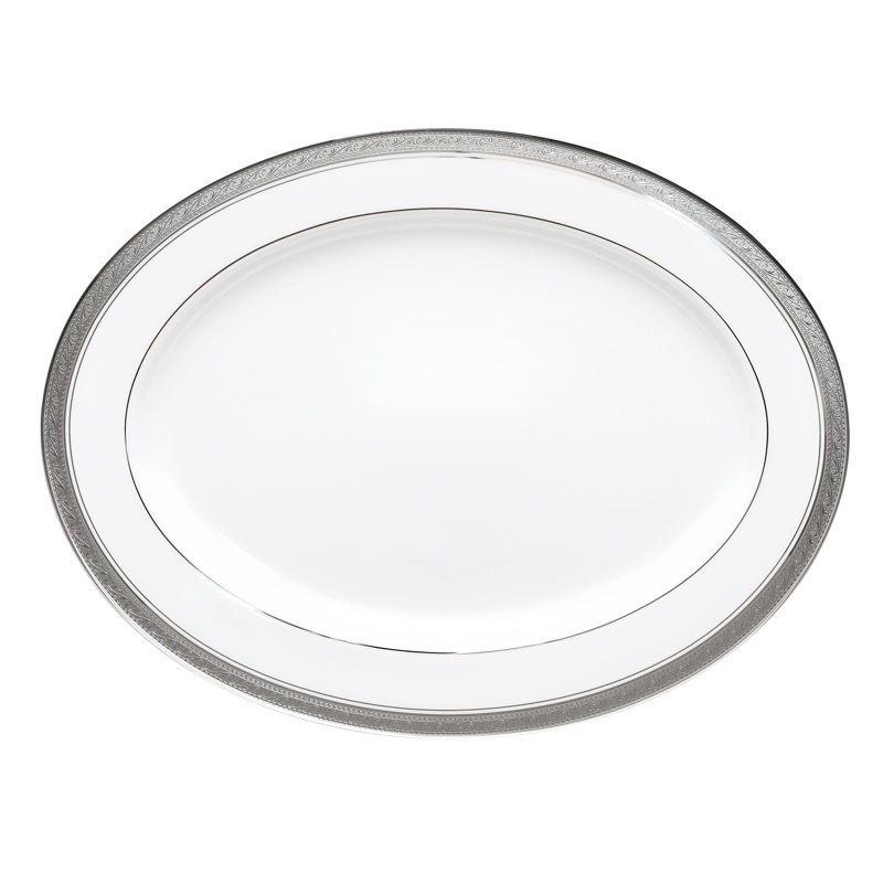Plateau ovale Noritake Crestwood, H 1,5 po x l 10,25 po x L 14 po, Platine