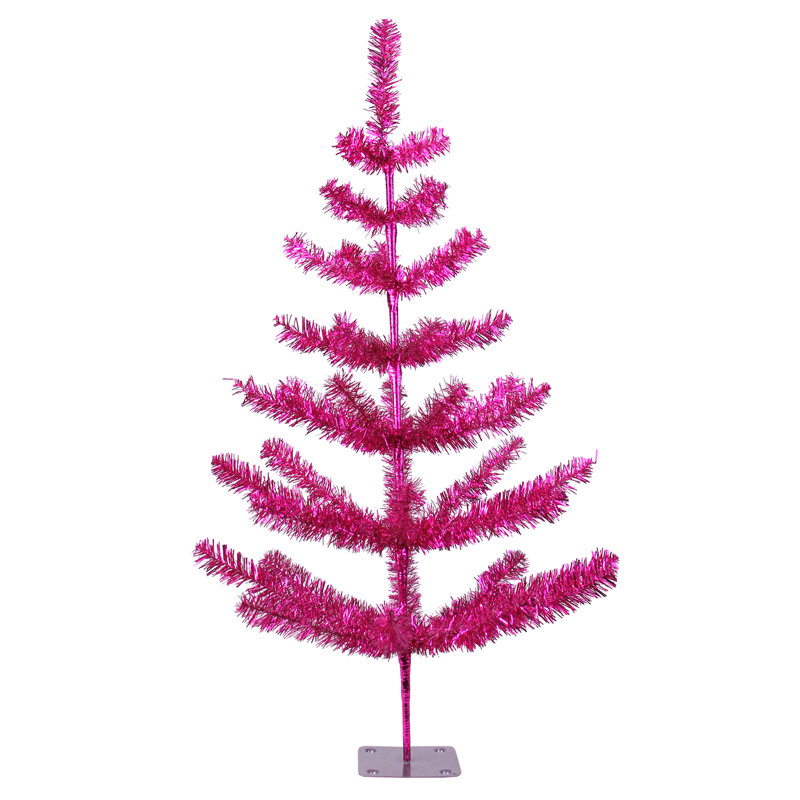 Arbre de Noël artificiel 3 pi pin rose fuchsia moyen - non éclairé