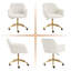 Adjustable Height Boucle Desk Chair with Gold Swivel Base and Armrests