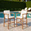Set Of 2 Outdoor Bar Stools Chair With Backrest Arm And Webbing Seat