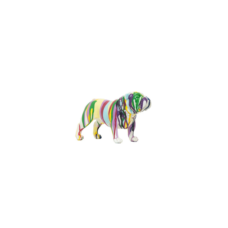 Graffiti bulldog figurine, 6" H x 4" W x 10" D