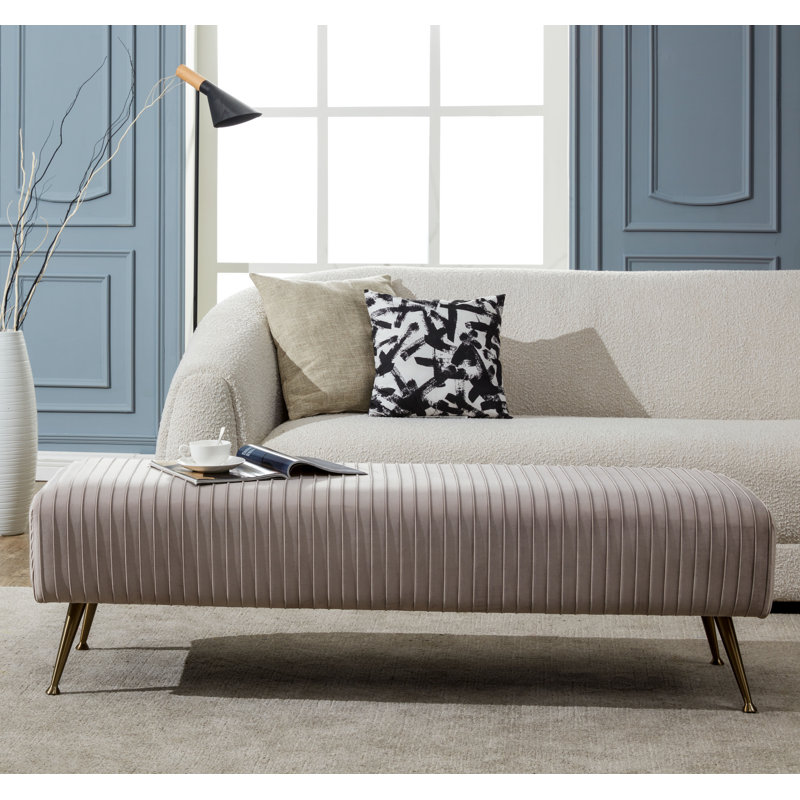Banc rembourré Thornbury, Noir, Almond Velvet