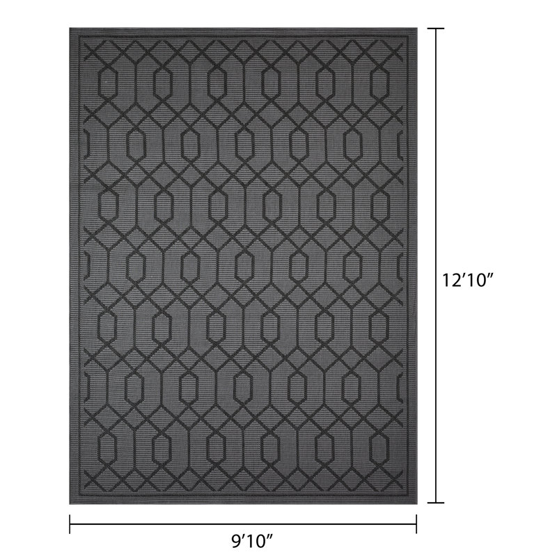 Annie-Jane Washable Geometric Indoor / Outdoor Rug, Rectangle 9'10" x 12'10"