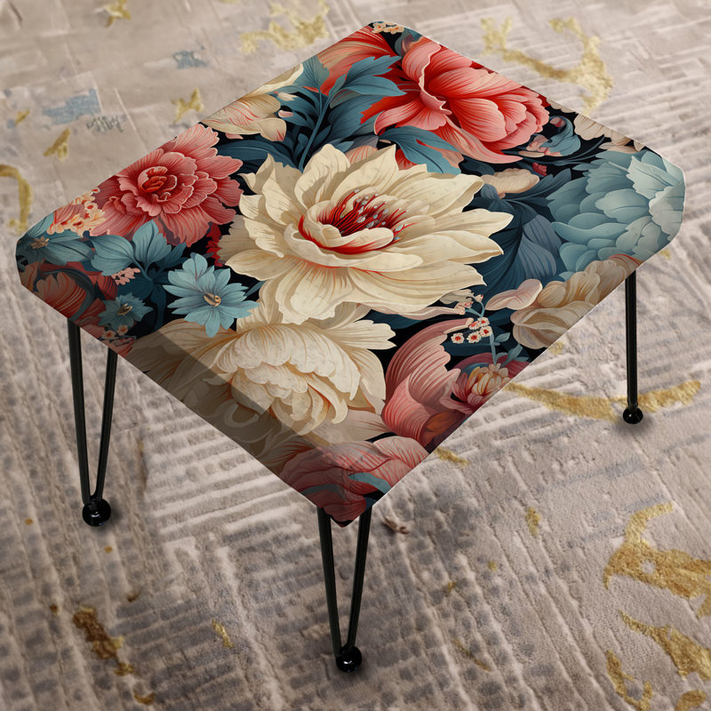 Motif floral multicolore Vintage Whispers - Repose-pieds rectangulaire floral