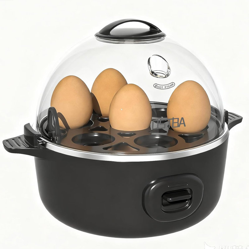 Cuiseur à œufs OSTBA Appliance, chaudière à œufs électrique à 7 œufs avec buzzer musical, protection contre la surchauffe, cuiseur à œufs rapide pour œufs durs, mous et moyens, pochoir à œufs facile à nettoyer et mini cuiseur à vapeur, noir