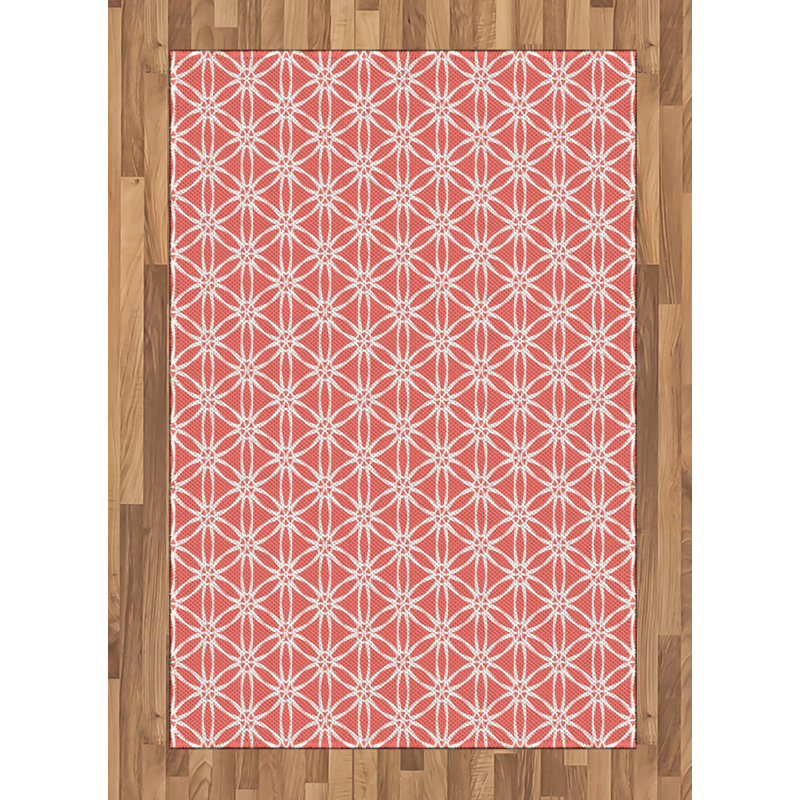 Coral High Density Long Fiber Poly Threads Decorative Area Rug Carpet, Rectangle 4' x 5'8"