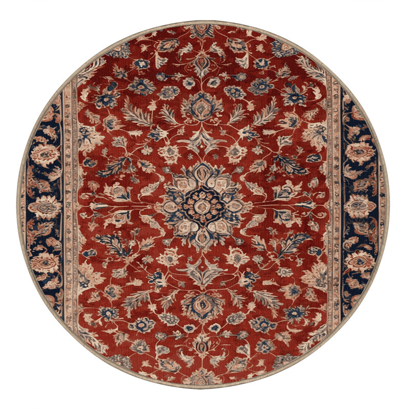 Tapis brun lavable à la machine, Rond 8 pi
