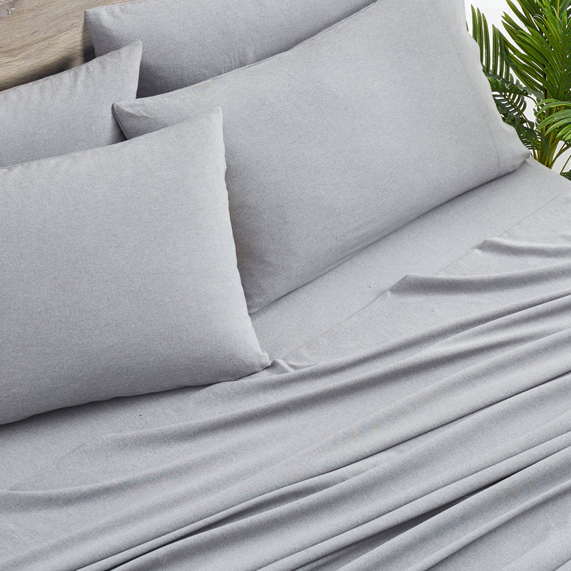 Ensemble de draps en rayonne de bambou 6 pièces Bibb Home, Framboise, Ensemble de draps pour grand lit avec 4 taies d'or