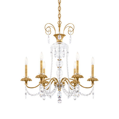 Helenia 6 Light 28in x 30in Chandelier in Antique Silver with Clear Heritage Handcut Crystals