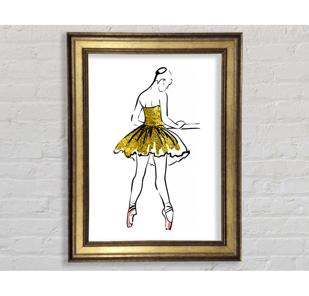 Golden Pink Ballerina 3 Gerahmter Druck