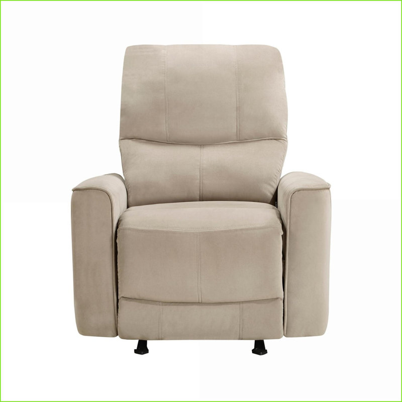 Recliners Modern Power Rocker Reclining Chair Tan Brown Velvet Solid Wood Frame | Tan Brown | Solid Wood, Ivory