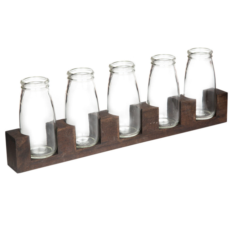 Ensemble de 5 vases de table en verre transparent