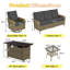 Ensemble de conversation de patio extérieur en osier 8 pièces avec des chaises pivotantes et des poufs-146366368-146366383