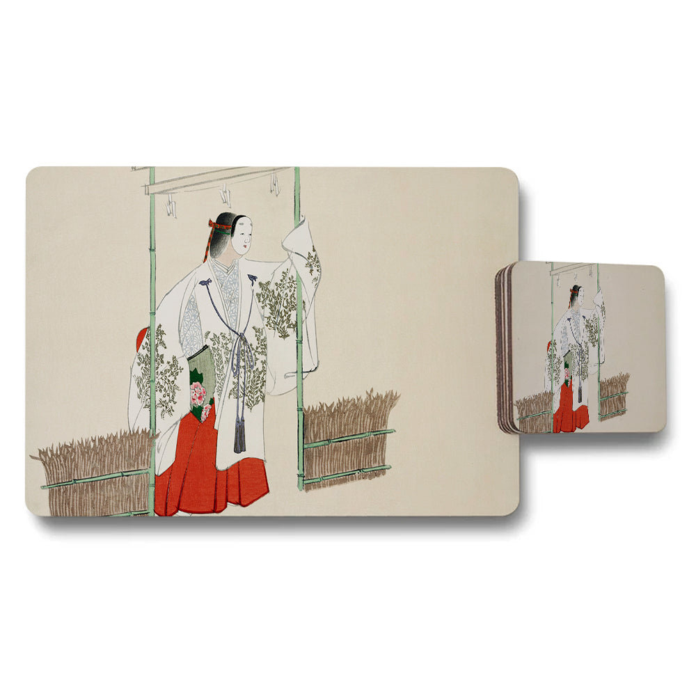 Placemat Coaster Set With Traditional Japanese Ukiyoe Artwork