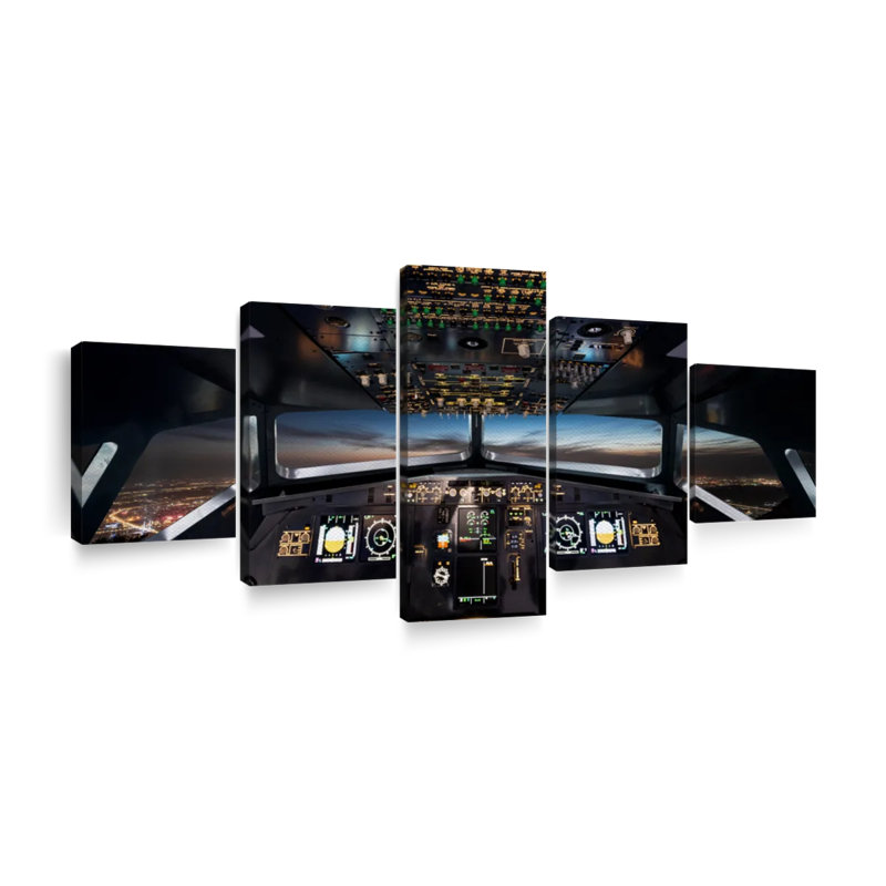 Plane Cockpit Commandes, reproduction d'art sur toile, H 36 po x l 80 po x P 1,25 po