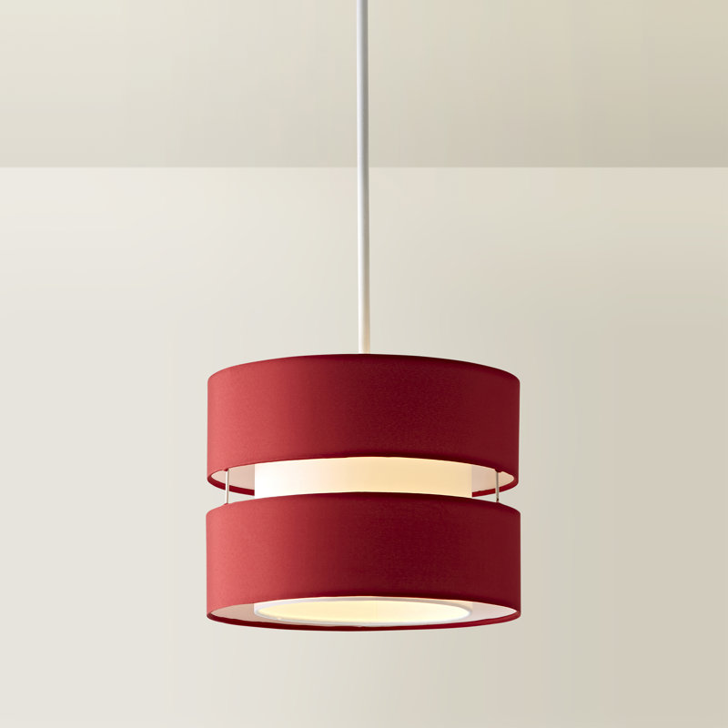20cm H Cotton Drum Pendant Shade ( Screw On ), Red