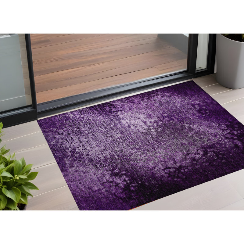 HomeRoots 2' X 3' Purple Washable Non Skid Indoor Outdoor Area Rug | Wayfair