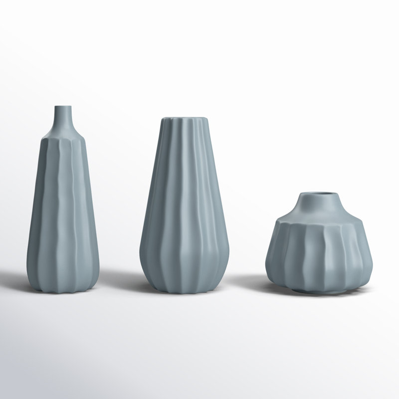 Ivory 17'' Ceramic Table Vase, Pale Blue