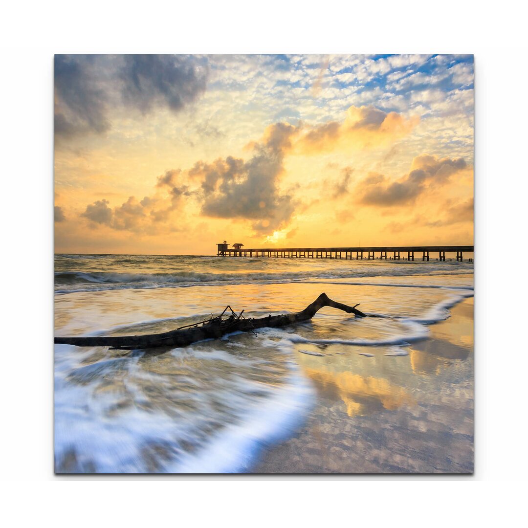 Leinwandbild Strand am Morgen