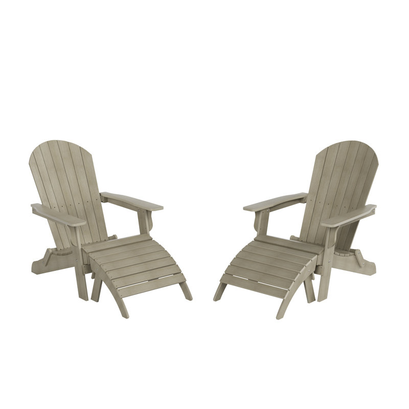 Arrlo Foldable Outdoor Adirondack Chair, Weathered Gray