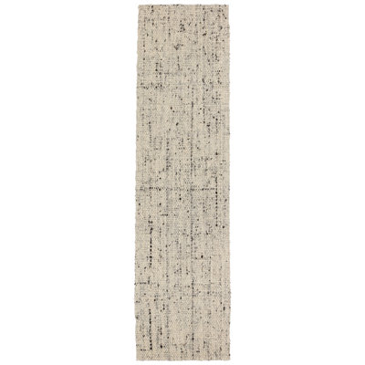 Wool Abstract Area Rug in Ivory/Gray