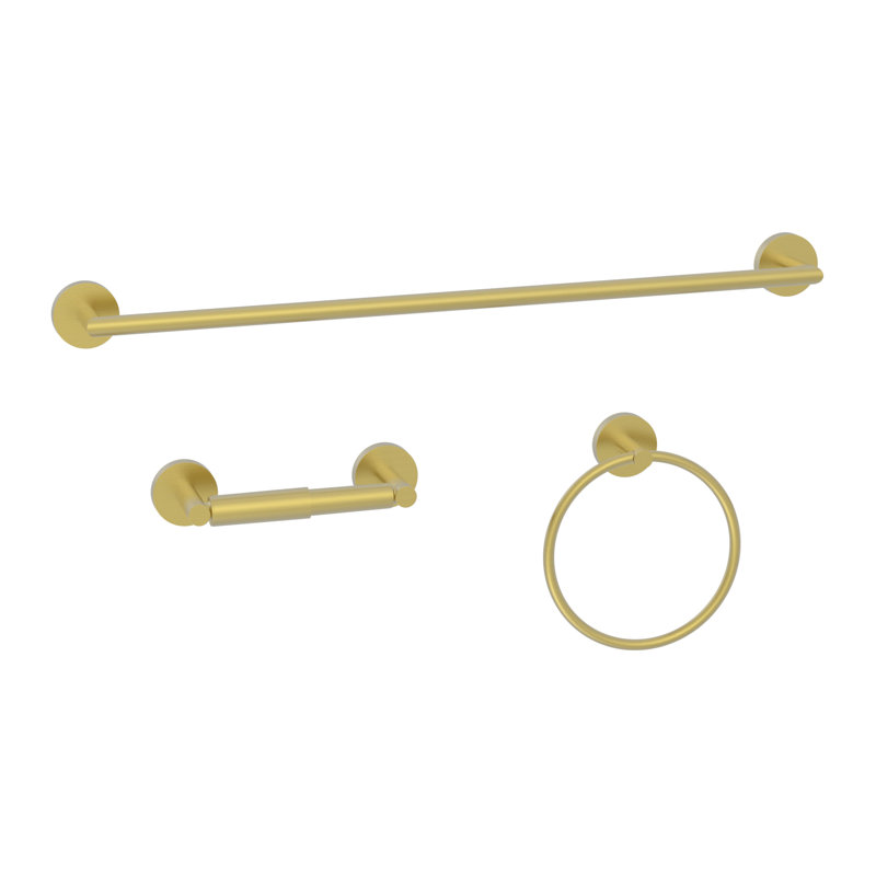 3 - Piece Bathroom Hardware Set, Matte Gold